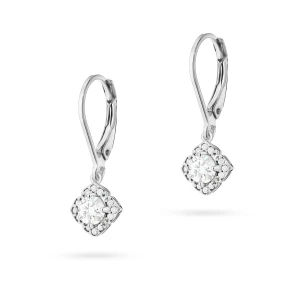 Kolczyki z białego złota długie wiszące  kwiatki diamenty laboratoryjne Lab Diamonds