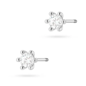 Klasyczne kolczyki sztyft zakręcany  z diamentami laboratoryjnymi 2 x 0,15ct białe złoto Lab Diamonds