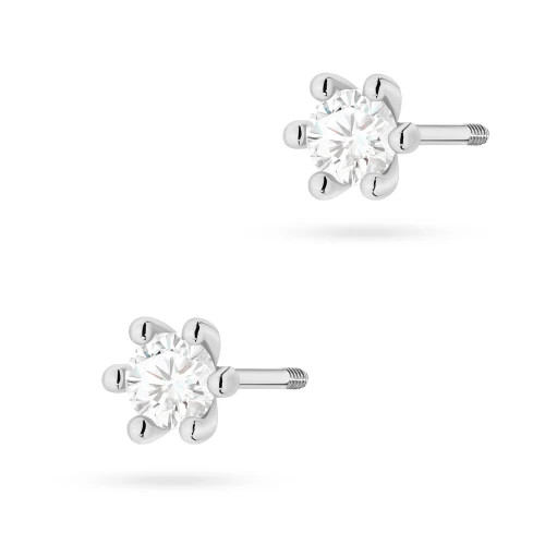 Klasyczne kolczyki sztyft zakręcany  z diamentami laboratoryjnymi 2 x 0,15ct białe złoto Lab Diamonds