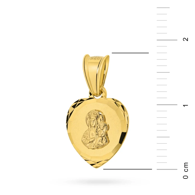Pozłacany medalik w kształcie serca Matka Boska Częstochowska D369-925-Z marko