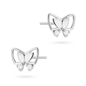 Kolczyki motylki z brylantami 0,08ct białe złoto 585