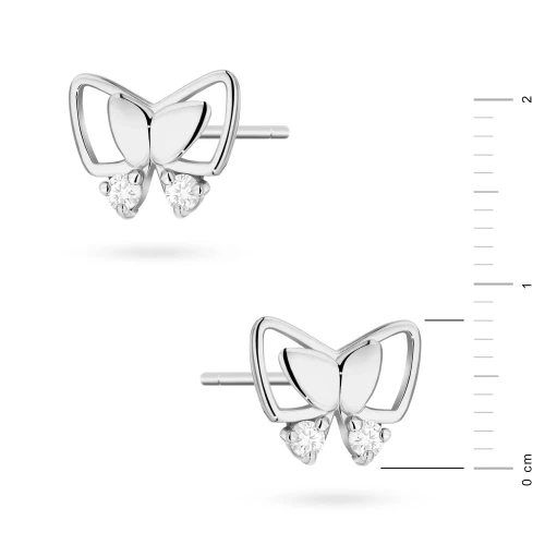 Kolczyki motylki z brylantami 0,08ct białe złoto 585