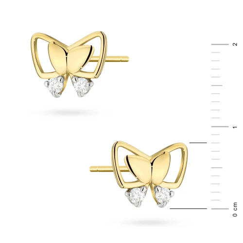Kolczyki złote motylki z brylantami 0,08ct złoto 585