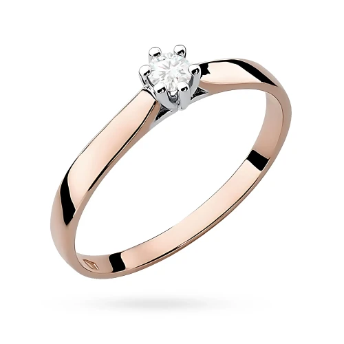 Zaręczynowy pierścionek różowe złoto  brylant 0,12ct Klasyka