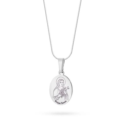 Srebrny komplet medalik Święta Teresa na łańcuszku D008-925-S-L228 marko