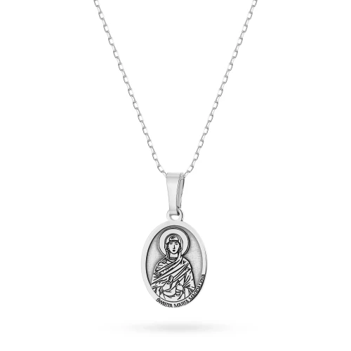 Srebrny komplet żłobiony medalik Święta Maria Magdalena na łańcuszku D140-925-S-L028 marko