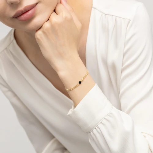 Złota bransoletka diamentowana kulka szeroki splot Kleur B1444-585-CZ marko