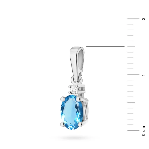 Zawieszka z białego złota topaz Swiss i brylant 585
