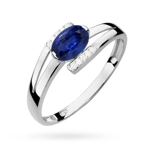 Pierścionek z białego złota szafir 0,70ct i brylanty Kultowa