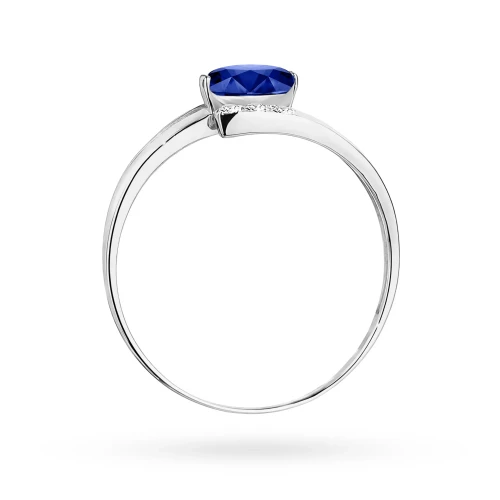 Pierścionek z białego złota szafir 0,70ct i brylanty Kultowa