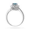 Białe złoto pierścionek zaręczynowy z topazem London Blue 0,50ct i brylantami Dynastia