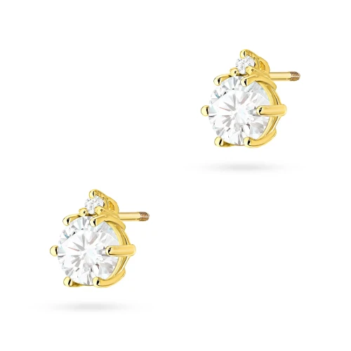 Klasyczne kolczyki sztyft z diamentami laboratoryjnymi 2 x 0,50ct żółte złoto Lab Diamonds na sztyfcie zakręcanym