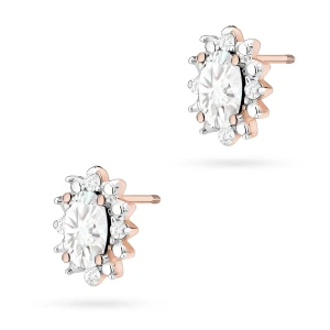 Kolczyki z różowego złota z diamentami  laboratoryjnymi markizy Lab Diamonds sztyft zakręcany