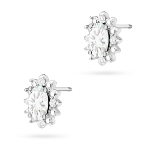 Kolczyki z białego złota z diamentami  laboratoryjnymi markizy Lab Diamonds sztyft zakręcany