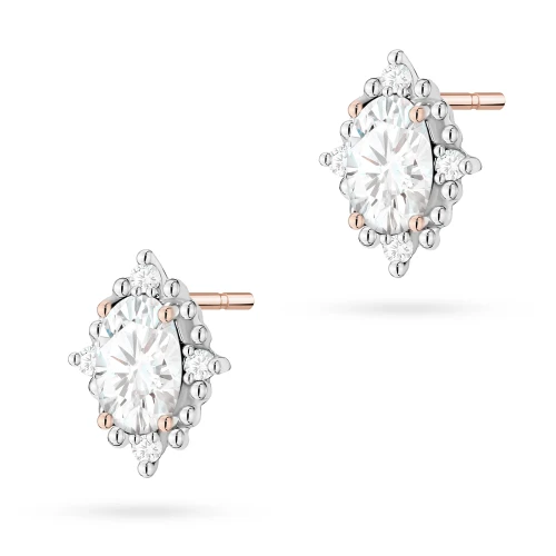 Kolczyki z różowego złota z diamentami  laboratoryjnymi markizy gwiazda polarna Lab Diamonds
