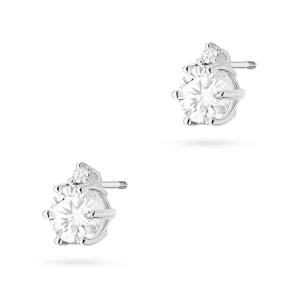 Klasyczne kolczyki sztyft z diamentami  laboratoryjnymi 2 x 0,50ct białe złoto Lab Diamonds na sztyfcie zakręcanym