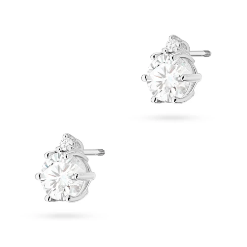 Klasyczne kolczyki sztyft z diamentami  laboratoryjnymi 2 x 0,50ct białe złoto Lab Diamonds na sztyfcie zakręcanym