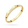Złoty delikatny pierścionek sygnet damski z białymi cyrkoniami Supreni 585 P166-585-B marko