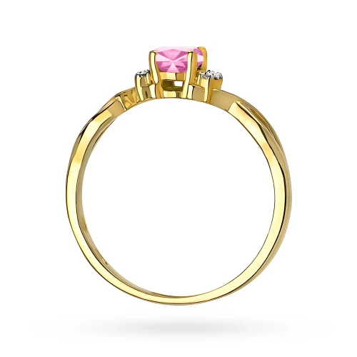 Złoty pierścionek zaręczynowy z różowym szafirem Kultowa