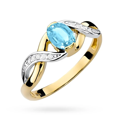 Złoty pierścionek zaręczynowy topaz Swiss 0,50ct Dynastia