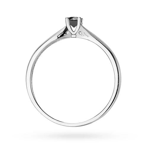 Zaręczynowy pierścionek białe złoto  z czarnym diamentem 0,12ct Klasyka