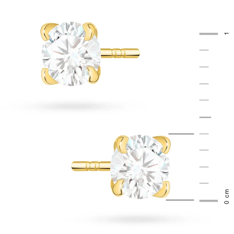 Złote kolczyki pojedyncza cyrkonia sztyft 4mm Jeso K2057-585-B marko