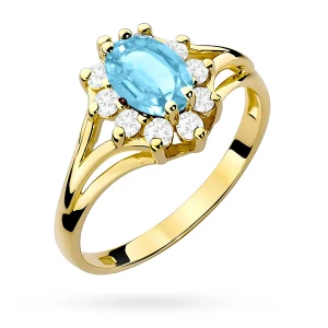 Złoty pierścionek zaręczynowy topaz Swiss 0,90ct Dynastia