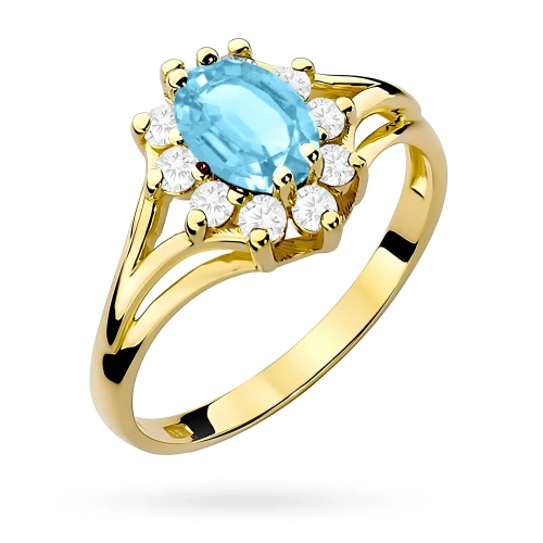 Złoty pierścionek zaręczynowy topaz Swiss 0,90ct Dynastia