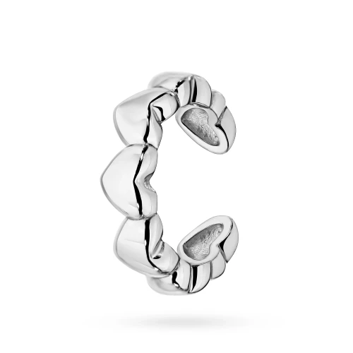 Srebny kolczyk nausznica połączone serca fake piercing K2107-925-S-SOLO marko