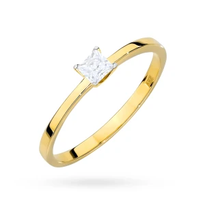 Zaręczynowy złoty pierścionek kwadratowy  diament laboratoryjny Princessa Lab Diamonds