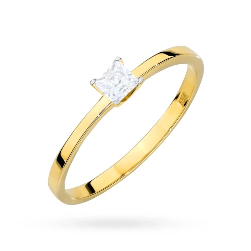 Zaręczynowy złoty pierścionek kwadratowy  diament laboratoryjny Princessa Lab Diamonds