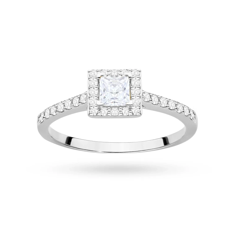 Zaręczynowy pierścionek z białego złota kwadratowy diament laboratoryjny Princessa Lab Diamonds W0591.B3.LDW.01 marko