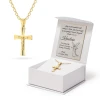 Pozłacany zestaw biżuterii diamentowany krzyżyk z Jezusem na łańcuszku D367-925-Z-L268 marko