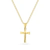 Pozłacany zestaw biżuterii diamentowany krzyżyk z Jezusem na łańcuszku D367-925-Z-L268 marko