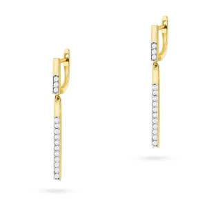 Złote kolczyki wiszące paseczki z brylantami 0,56ct Premio
