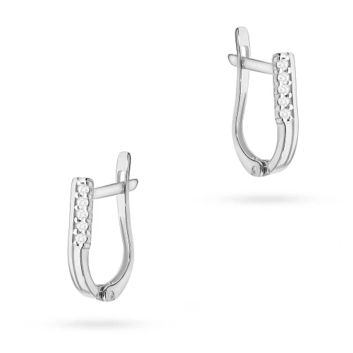 Kolczyki z białego złota klasyczne paski z brylantami 0,15ct KO-028-B585-B0.15 marko