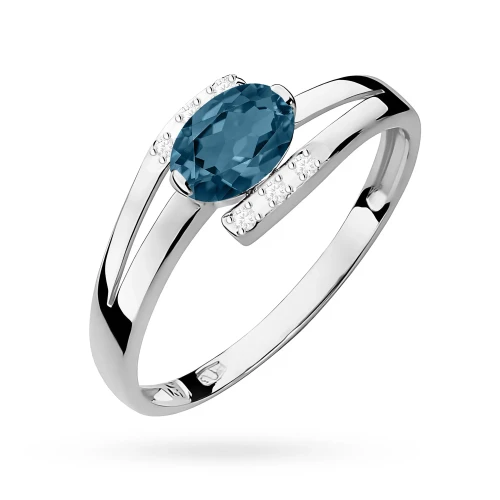 Pierścionek z białego złota owalny topaz London Blue i brylanty Kultowa W0119.B3.TOL.01 marko