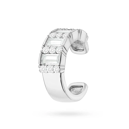 Srebrny kolczyk fake piercing nausznica zdobiona cyrkoniami Soledo K2128-925-BS-SOLO marko
