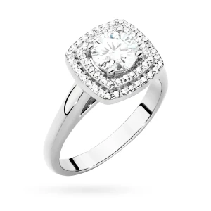 Pierścionek z białego złota z diamentem  laboratoryjnym 0,70ct i 56 dodatkowych kamieni Lab Diamonds