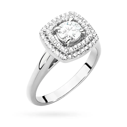 Pierścionek z białego złota z diamentem  laboratoryjnym 0,50ct i 56 dodatkowych kamieni Lab Diamonds