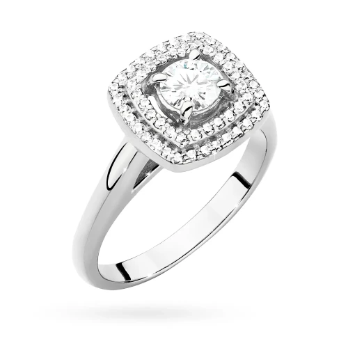 Pierścionek z białego złota z diamentem  laboratoryjnym 0,40ct i 56 dodatkowych kamieni Lab Diamonds