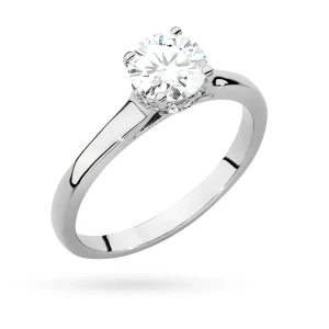Złoty pierścionek diament laboratoryjny  0,70ct i kamienie na koronie białe złoto Lab Diamonds