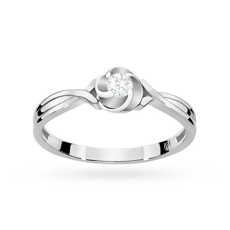 Pierścionek z białego złota z diamentem laboratoryjnym 0,10ct Lab Diamonds pleciona oprawa W0329.B3.LDW.01 marko