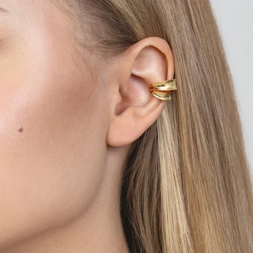 Pozłacany kolczyk podwójna nausznica      fake piercing