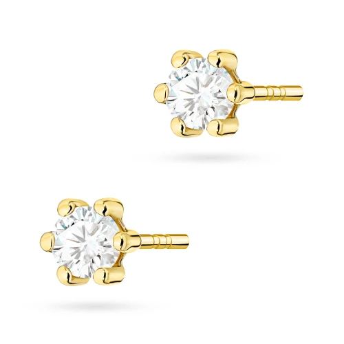 Złote kolczyki wkrętki z cyrkonią 4mm     basic Jeso
