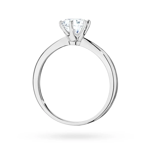 Klasyczny pierścionek z białego złota  z diamentem laboratoryjnym 1,00ct półokrągła szyna Lab Diamonds