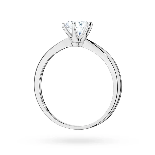 Klasyczny pierścionek z białego złota  z diamentem laboratoryjnym 0,70ct półokrągła szyna Lab Diamonds