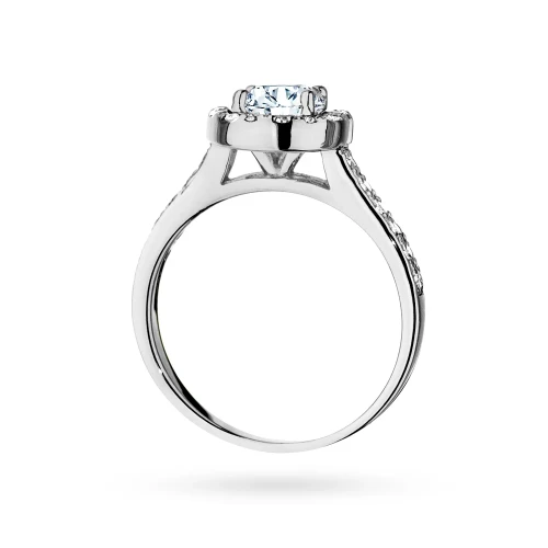 Pierścionek białe złoto diament  laboratoryjny 0,70ct i 26 kamieni Lab Diamonds