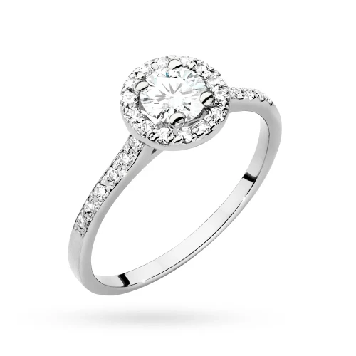 Pierścionek białe złoto diament  laboratoryjny 0,50ct i 28 kamieni Lab Diamonds