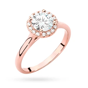 Pierścionek z różowego złota Halo Ring  diament laboratoryjny 1,00ct i kamienie boczne Lab Diamonds